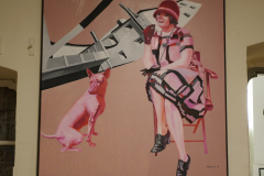 107.  Retro. 7000 €. Mensch mit Glas Wasser. 1000 €.